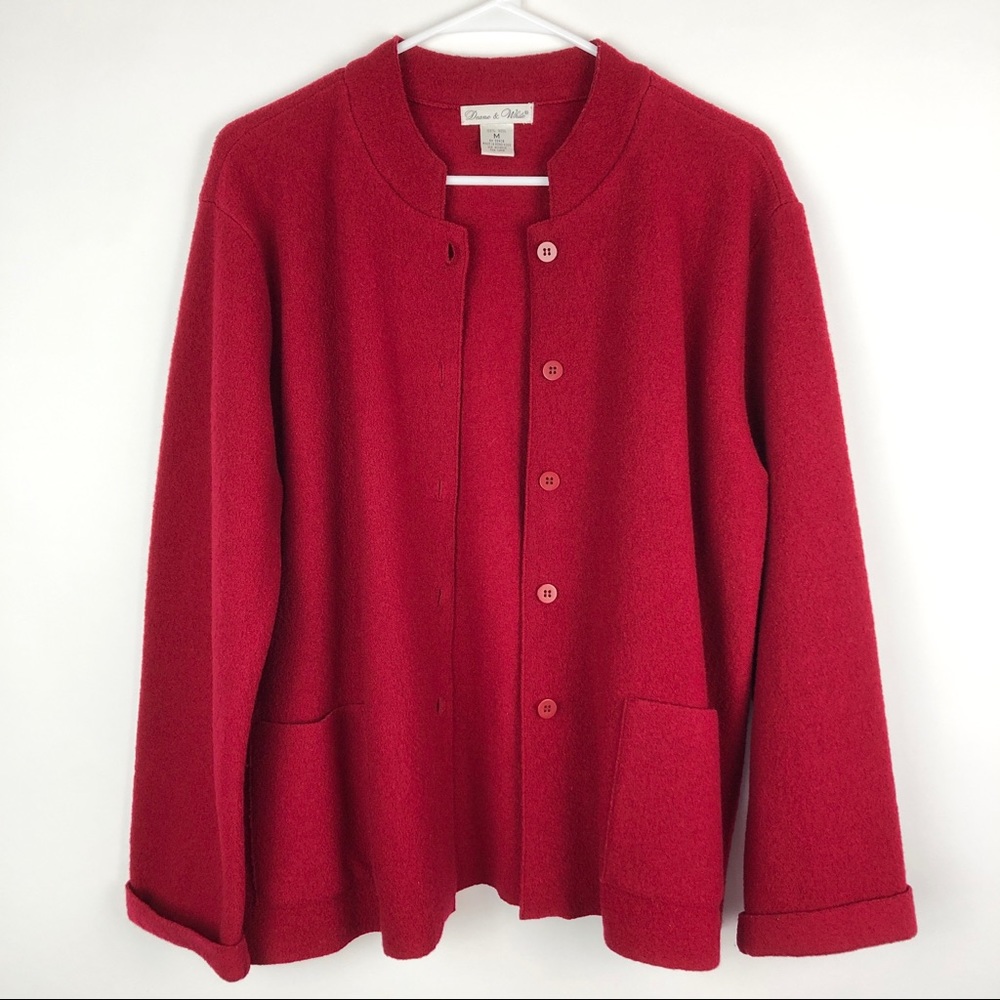 Deane & White 100% Wool Red Coat Button Down Jacket